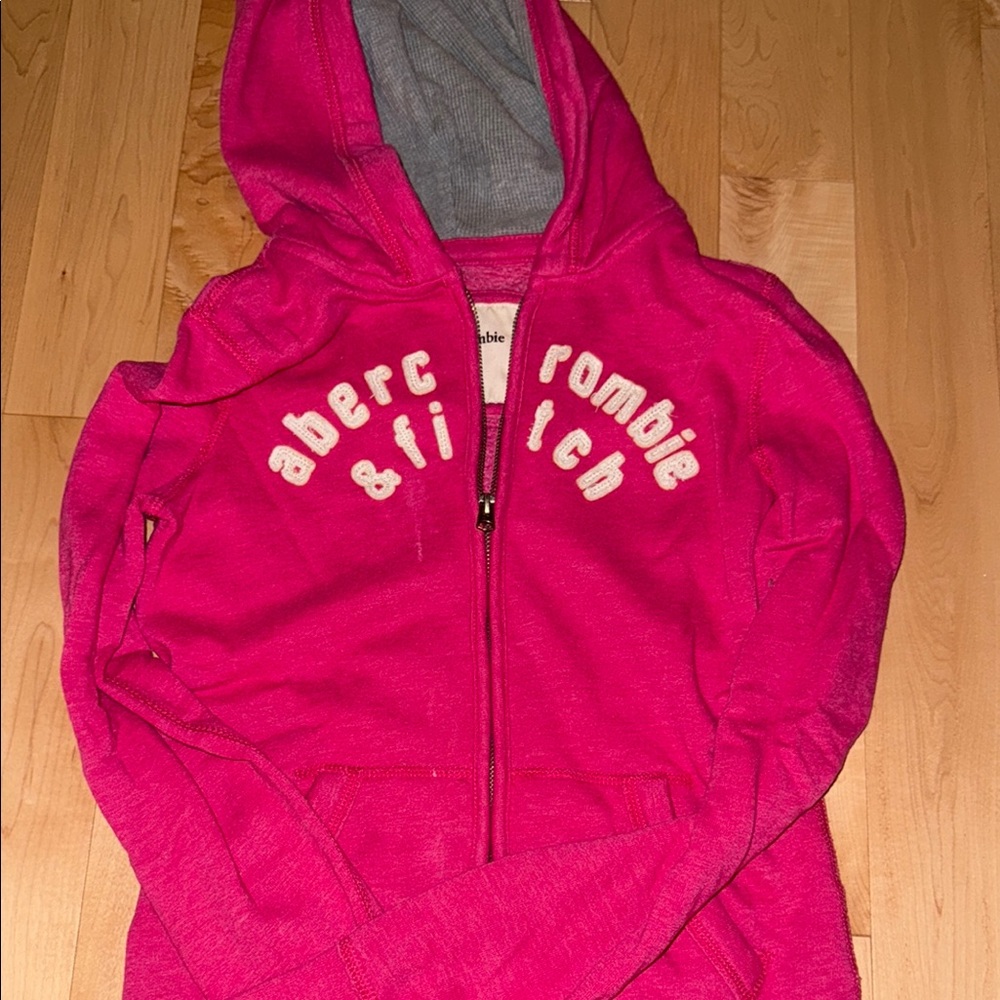 Abercrombie & Fitch Pink Zip-Up Hoodie Sweatshirt